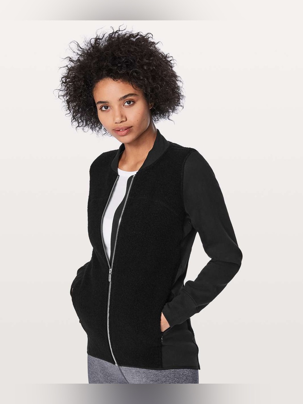 Lululemon Wool Blend Women Stand Out Sherpa Bomber Jacket Size 8